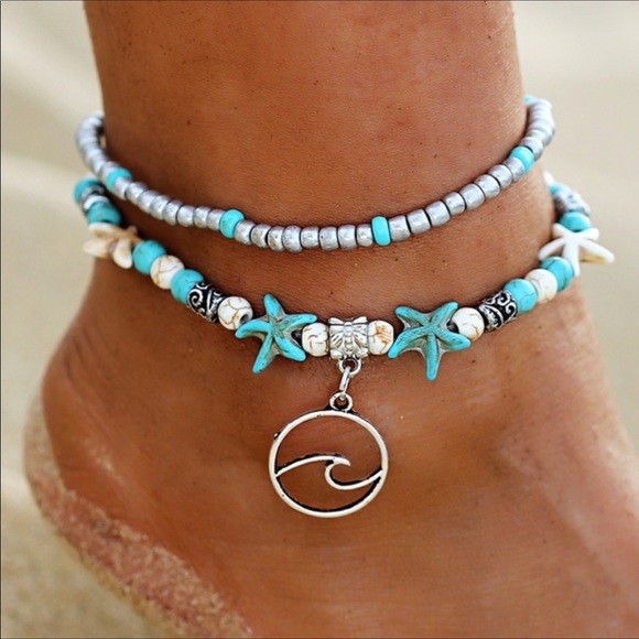 🌞Bohemian Turquoise Wave Anklet🌞 - Picture 3 of 4